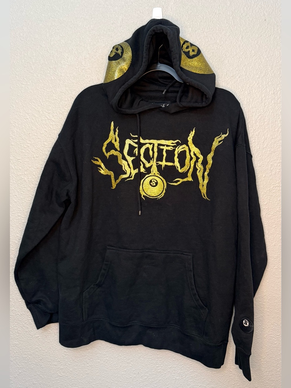 Section 8 | Metallic Gold 8 Ball Hoodie | Black/Gold | Size XL - Picture 1 of 3